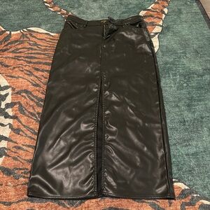 H&M Black Faux Leather Pencil Skirt